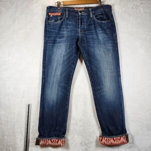 VTG Lucky Legend Jeans Womens 10 30 Blue Denim Straight Leg Embellished Cuff